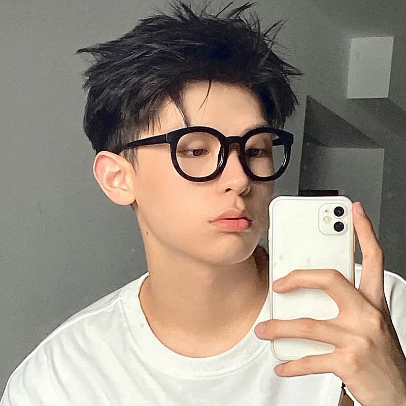 潮牌黑框眼镜男潮近视复古大眼睛框架ins风素颜神器女显脸小平光