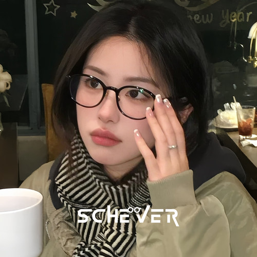 黑色圆框眼镜女近视可配度数素颜