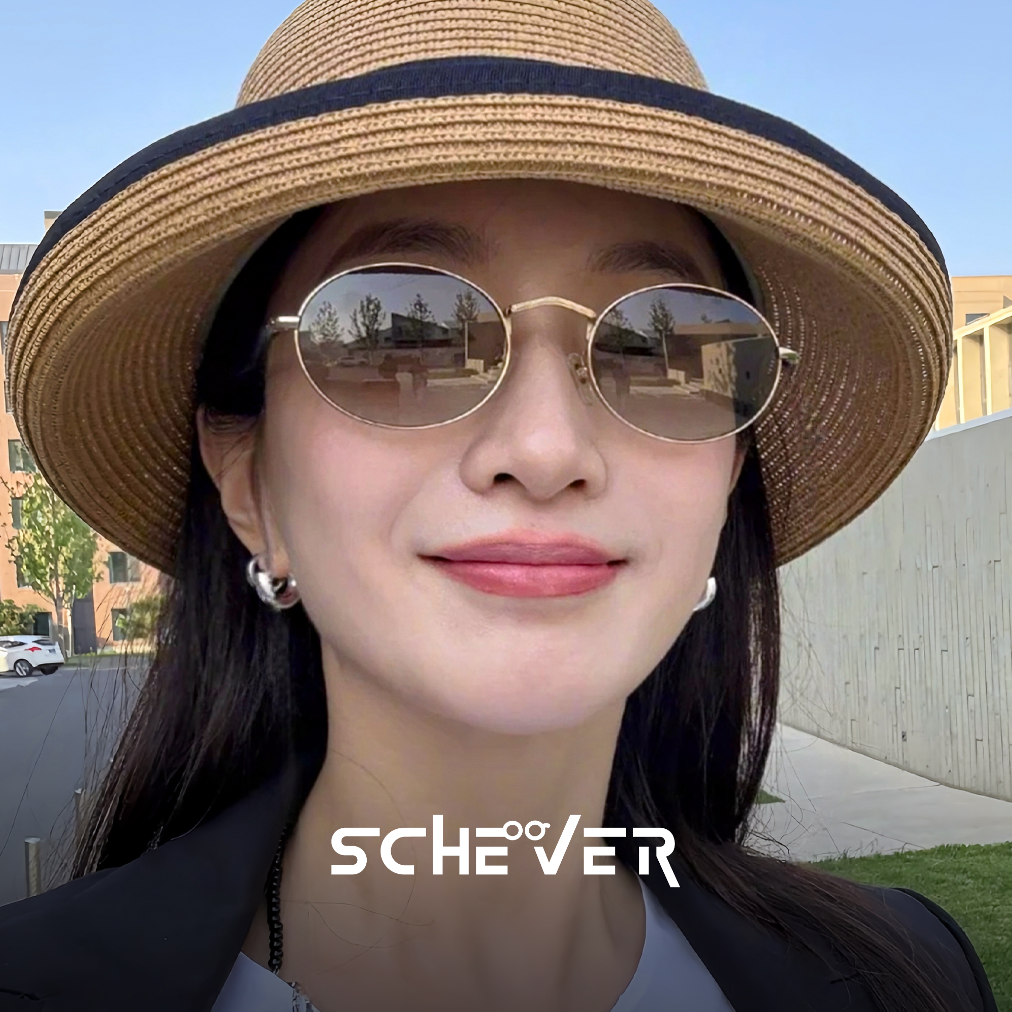 江疏影同款偏光墨镜女款复古老钱风高级感防晒圆形太阳镜2025新款