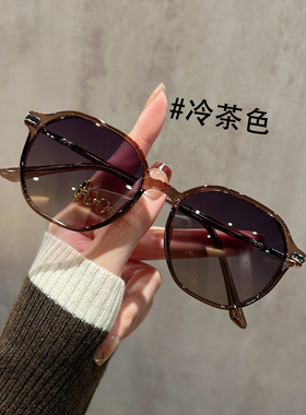棕色女士太阳镜，高端偏光防晒，小脸专用近视太阳镜，2025新款，
