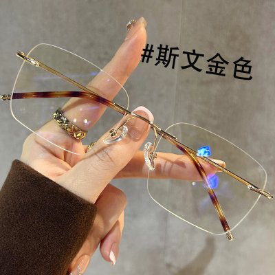 斯文痞帅无框眼镜金丝可配近视