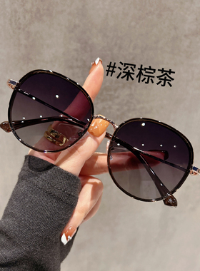 高清偏光太阳镜女款2025新款高级感复古圆形开车专用防紫外线墨镜