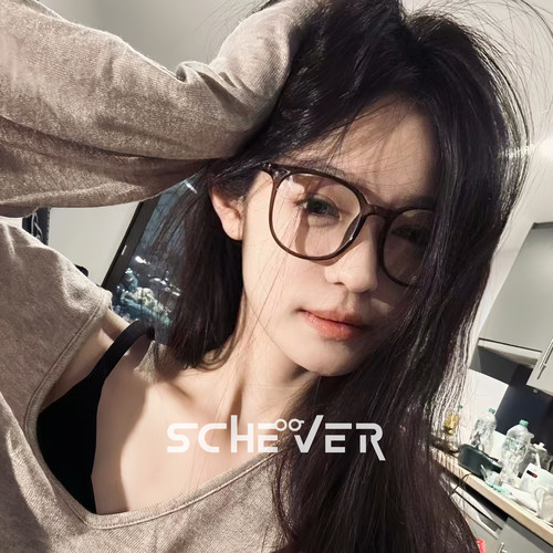 超轻冷茶色素颜眼镜可配近视度数