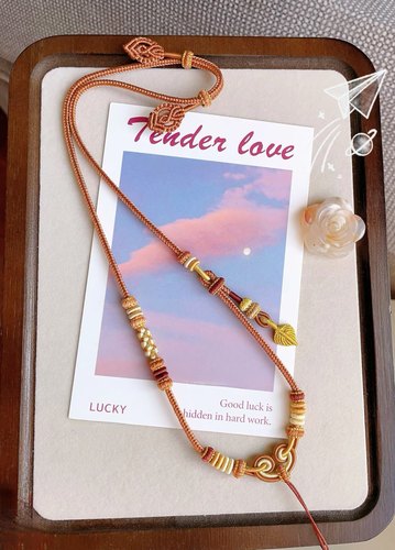 纯手工编织项链绳可挂黄金锁美拉德配色吊坠绳秋冬毛衣链生日儿童