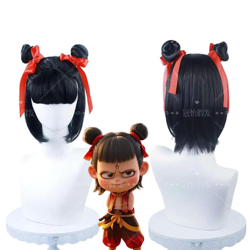 哪吒魔童cos动漫黑色假发