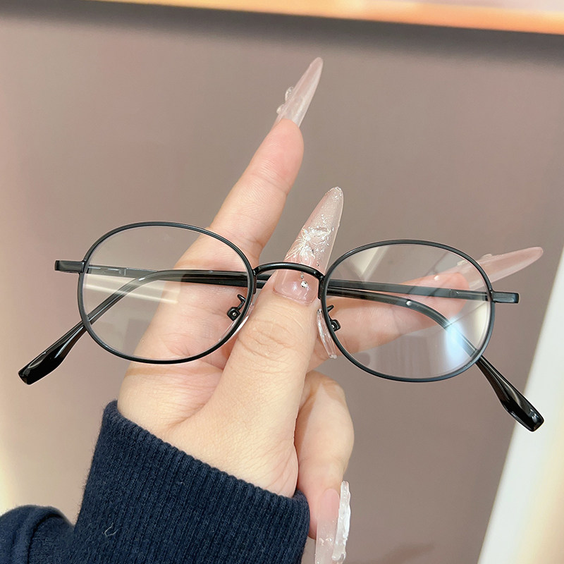 新款防蓝光平光镜男可配成品近视眼镜变色时尚百搭女文艺金属框