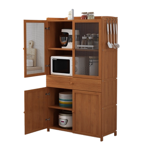 透气纱窗碗柜厨房剩菜置物架多层收纳架橱柜家用竹木放菜柜餐边柜