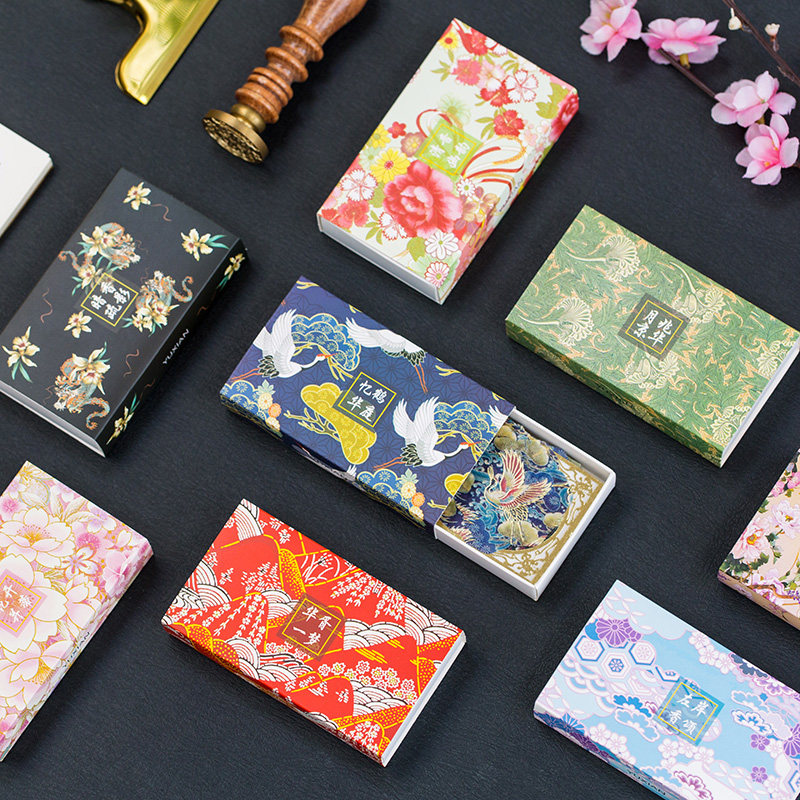 语闲 烫金火柴盒贴纸 梦回南国系列 日式和风手帐diy口红香水贴