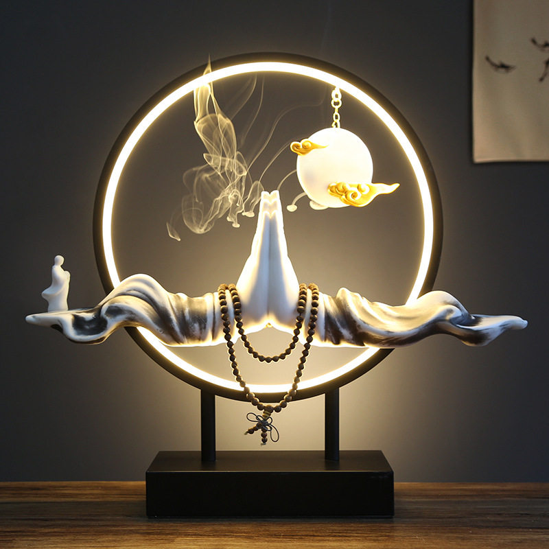 办公室桌面玄关禅意佛手摆件创意新中式电视柜客厅陶瓷家居装饰品