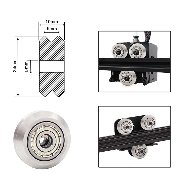 3D打印机V轮槽 导轨不锈钢轮 2040铝型材轮 张紧定滑轮带轴承配件