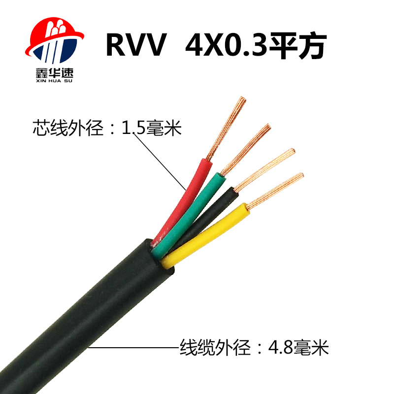 多芯电缆RVV4芯5芯纯铜阻燃y电源线软护套线信号线软家用电线电缆