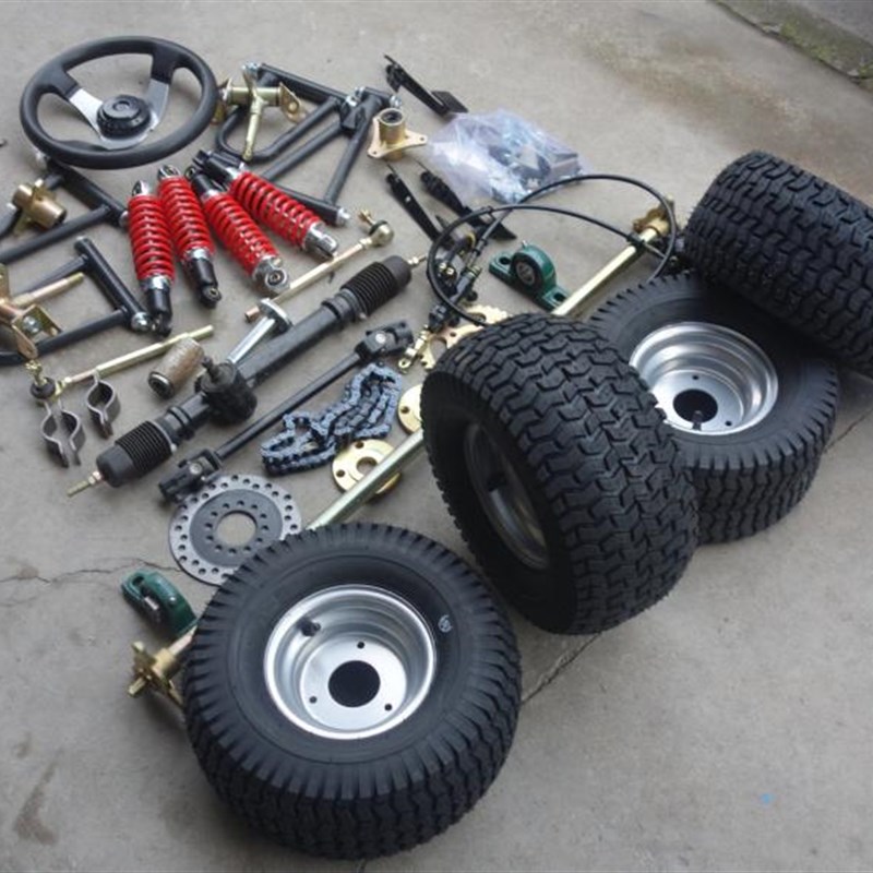自制四轮摩托车卡丁车改装配件车架前悬挂转向方向机后桥轮胎后轴