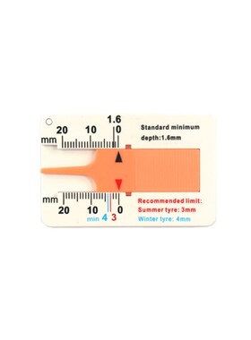 深度仪0-20mm塑料胎纹计 便携轮胎花纹深度游标卡尺 黄色深度仪