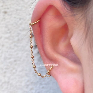 仙人 钛合金 “简诉”16g镀金耳环 /耳骨环 /卡扣环/鼻中隔防敏