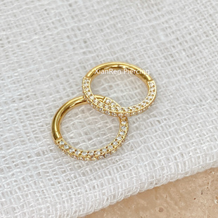 仙人 钛合金镀金“星河”卡扣环耳环耳骨钉耳蜗钉小众耳钉16G饰品