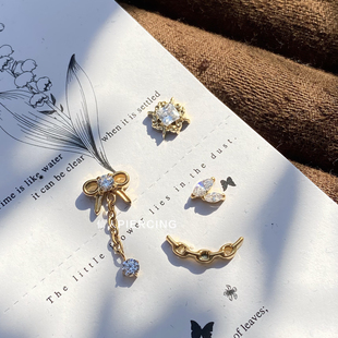 仙人 钛合金“余烬”镀金耳钉/耳骨钉/耳蜗16g耳钉饰品 内螺纹