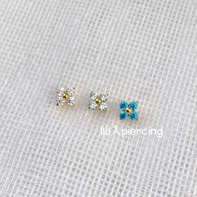 仙人 钛合金 “stars”迷你耳钉/耳骨钉/唇钉/鼻钉 16/18g镀金