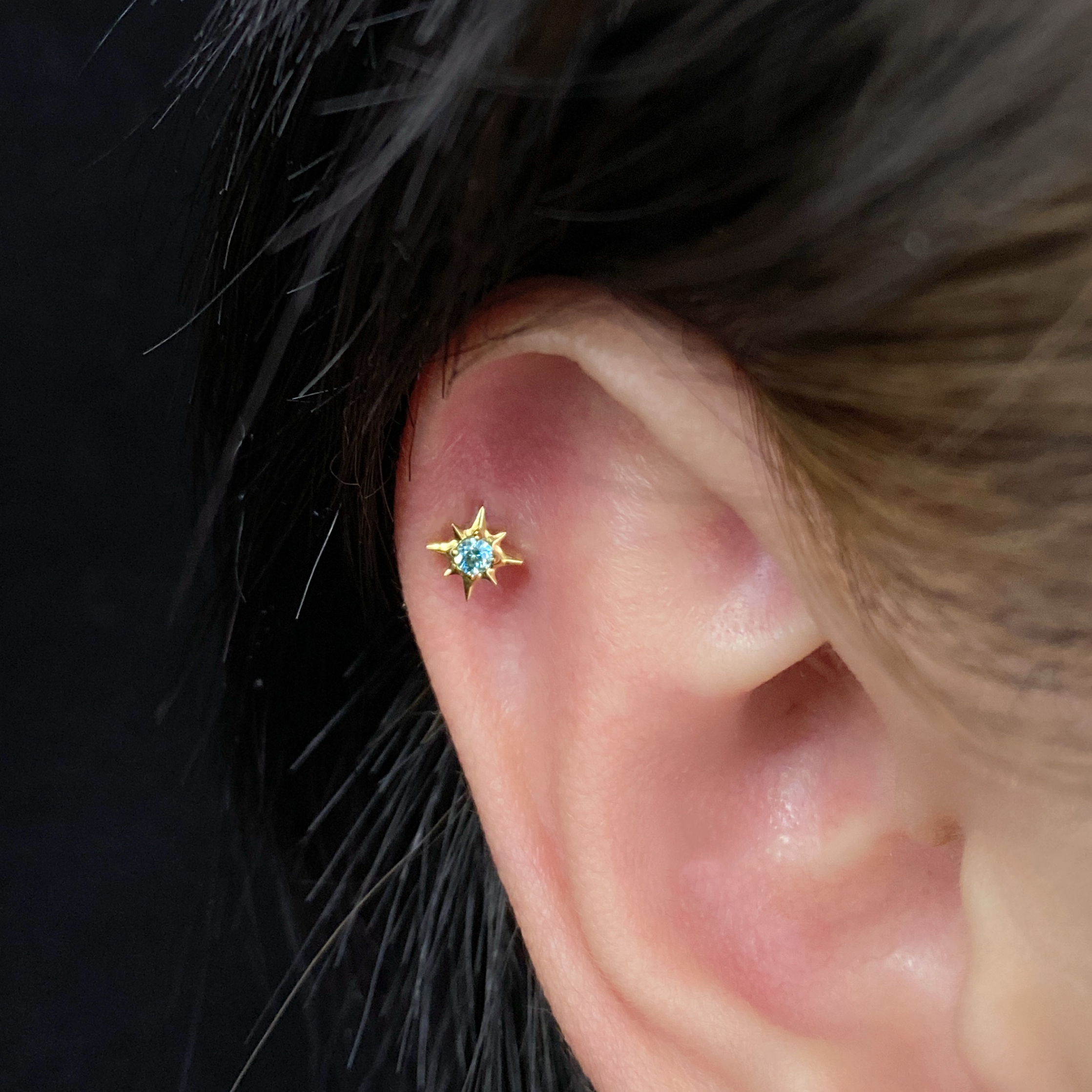 星星钛合金耳钉镀金防过敏