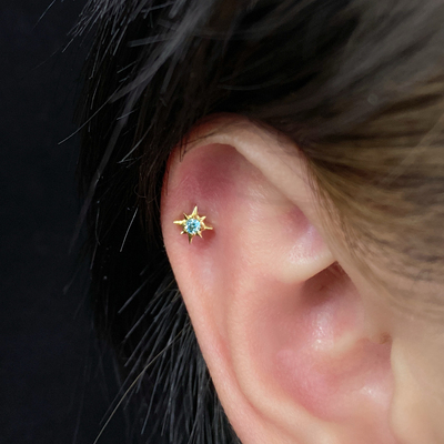 星星钛合金耳钉镀金防过敏
