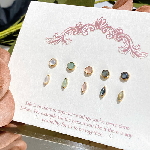 仙人 雪未夕 钛合金温柔镀金天然石耳钉耳骨钉flat 小耳朵内螺纹