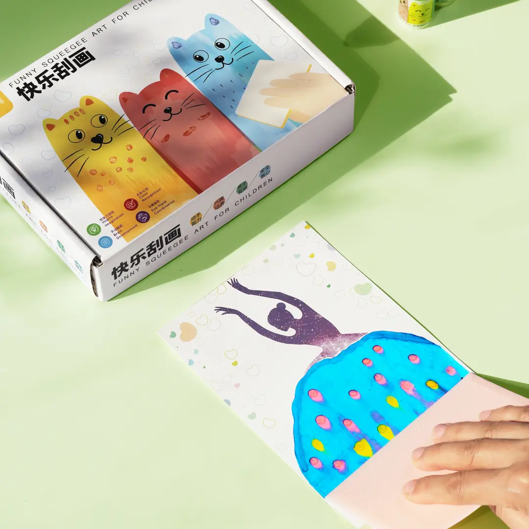 彩虹刮画点彩刮画纸diy儿童手工
