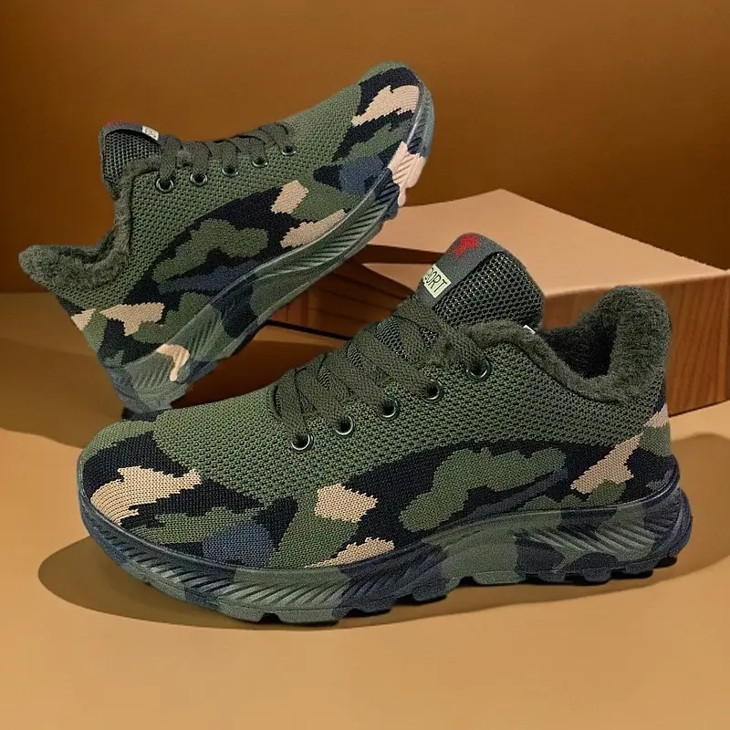 冬季加绒户外迷彩鞋男女同款