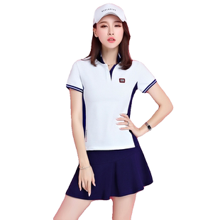 学院风网球裙女休闲运动套装大码裤裙2024新款团体羽毛球服两件套