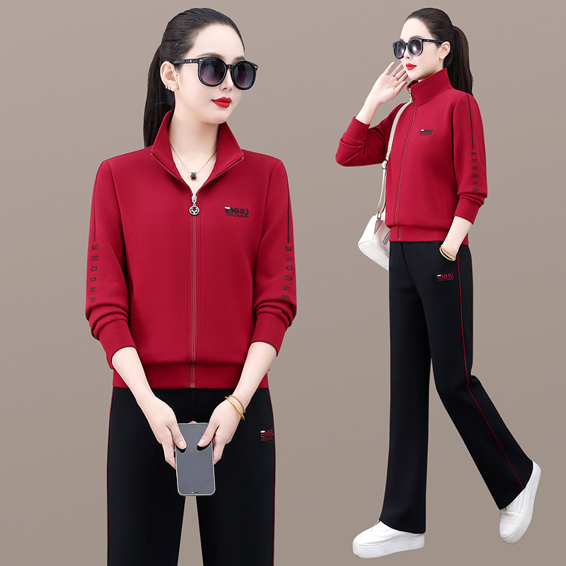 正品运动服套装新款洋气时尚女装春秋宽松外套休闲装卫衣中年女装