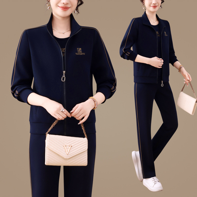 中老年女士休闲服运动套装春秋装