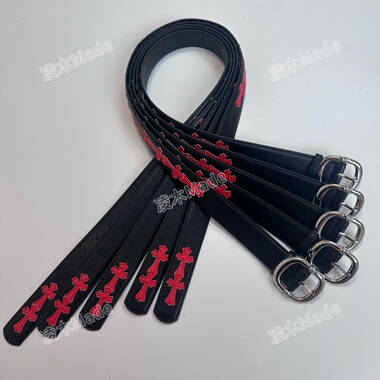 CH克罗圣剑皮带男滚轮镂空常青款藤蔓女士腰带明星同款打孔复古心