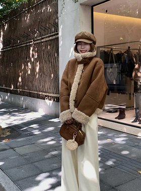 全羊羔毛皮草外套年轻小个子设计感两面穿皮毛一体羊剪绒大衣女冬