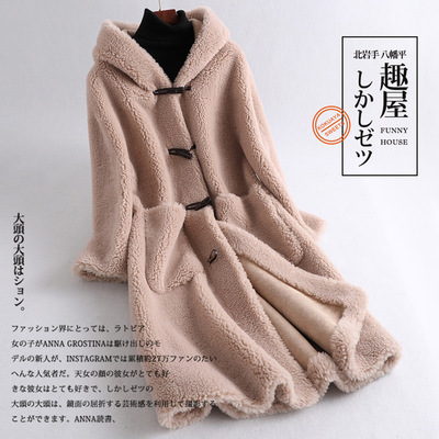 颗粒羊剪绒大衣皮毛一体皮草外套
