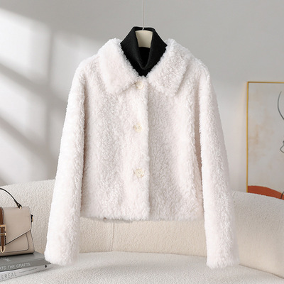 羊剪绒大衣女皮草外套皮毛一体冬