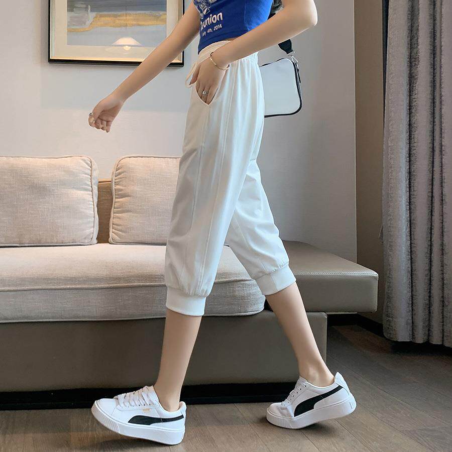 运动裤七分裤女2024夏季薄款宽松短裤休闲哈伦裤中裤跑步卫裤爆款