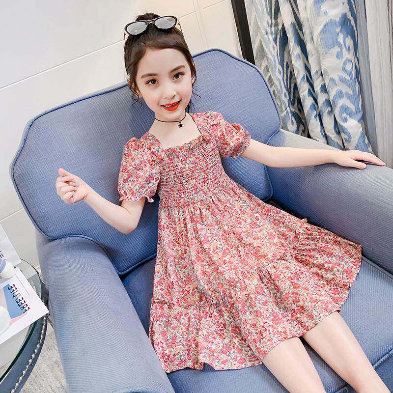 韩国女童夏装连衣裙2024新款儿童洋气雪纺公主裙网红碎花裙子夏季