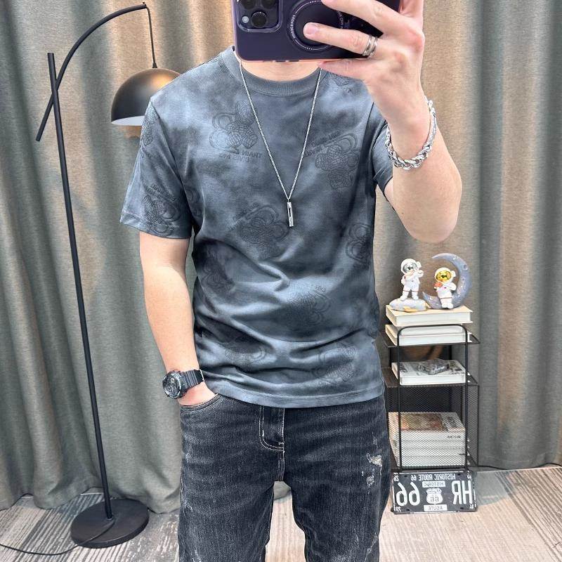 潮牌高端男士潮流印花夏季短袖t恤韩版青少年时尚圆领半袖上衣潮