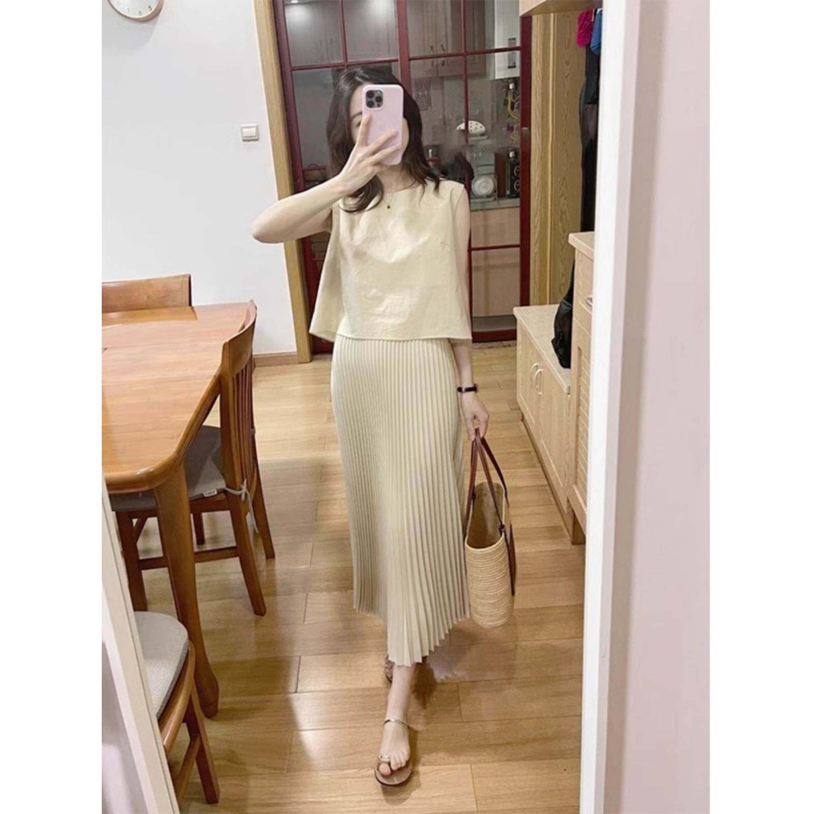 欧洲站夏天穿搭一整套2025新款轻熟风女装港味套装高级感两件套裙