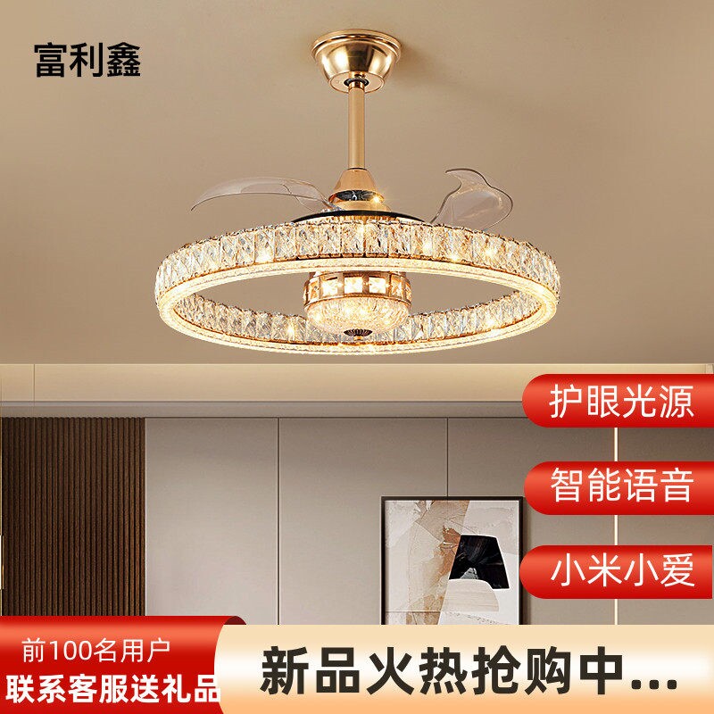 客厅吊扇灯家用一体吊灯大风力隐