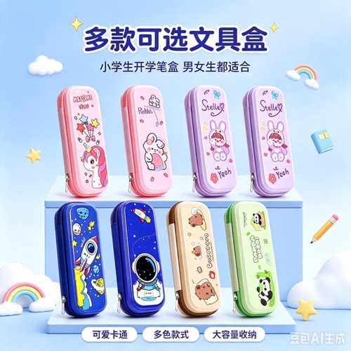 大容量笔袋文具盒小学生可爱铅笔盒男孩女孩卡通多功能儿童文具袋