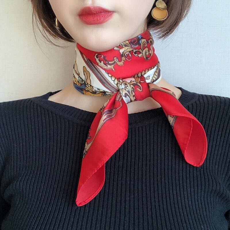 木木围巾70x70高档柔软丝巾小方巾女士护颈围巾妈妈纱巾搭配西装