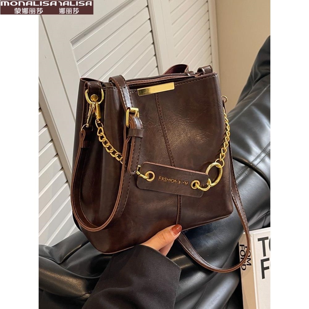 蒙娜丽莎官方正品今年流行包包水桶包女2025新款高级质感百搭单肩