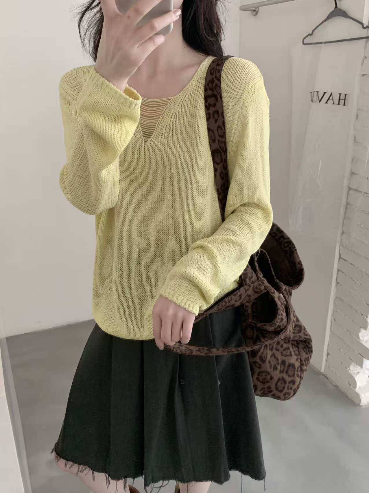 韩系天爽亚麻V领流苏宽松慵懒风长袖针织衫女早春时尚糖果色毛衣