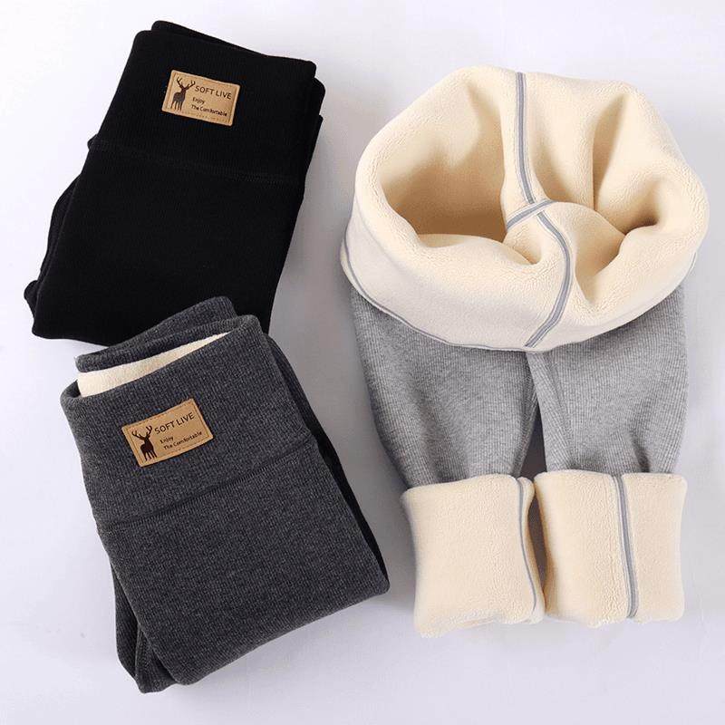 秋冬高腰加绒加厚女童一条过冬外穿打底裤大童一体绒弹力保暖棉裤