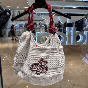 adidas三叶草南法假日度假风钩针针织托特包斜挎包单肩包KX0539