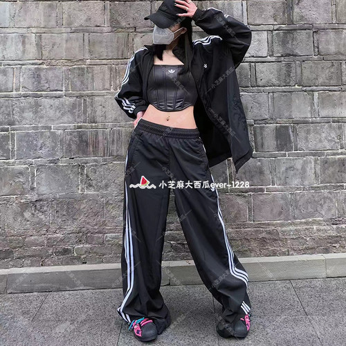 adidas三叶草阔腿运动休闲长裤
