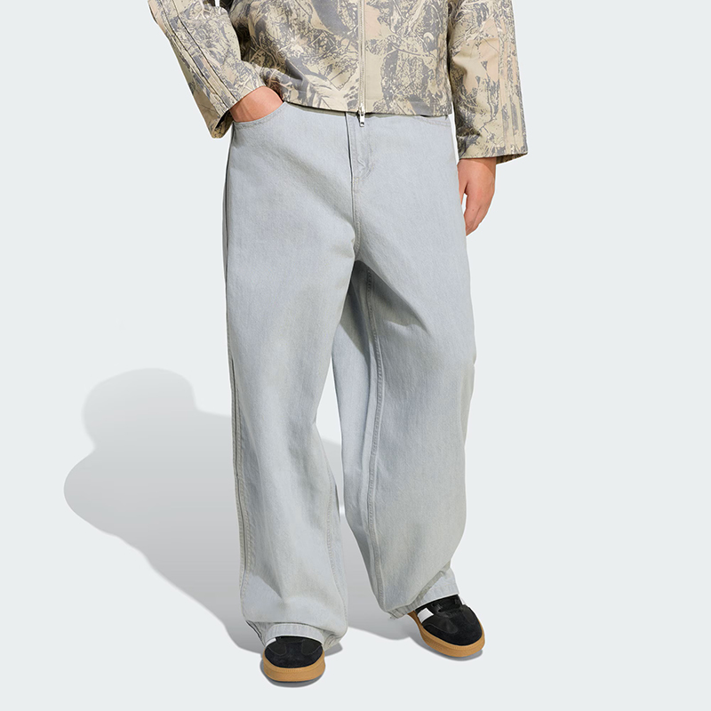 adidas三叶草宽松阔腿运动裤