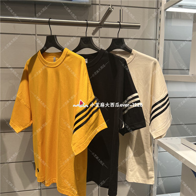 adidas三叶草三条纹落肩T恤短袖