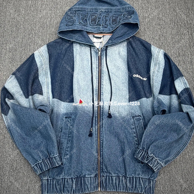 adidas三叶草牛仔运动连帽外套