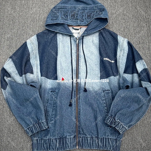 adidas三叶草牛仔运动连帽外套