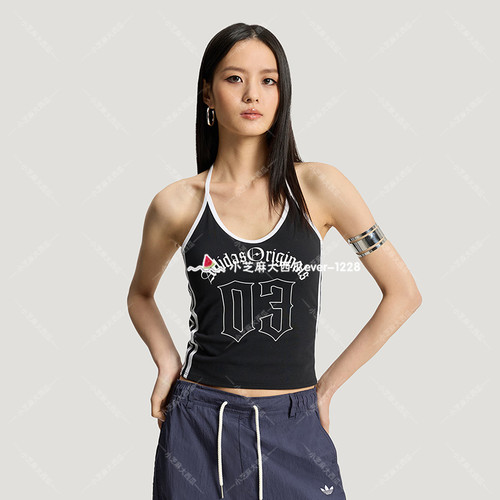 adidas三叶草修身挂脖运动背心